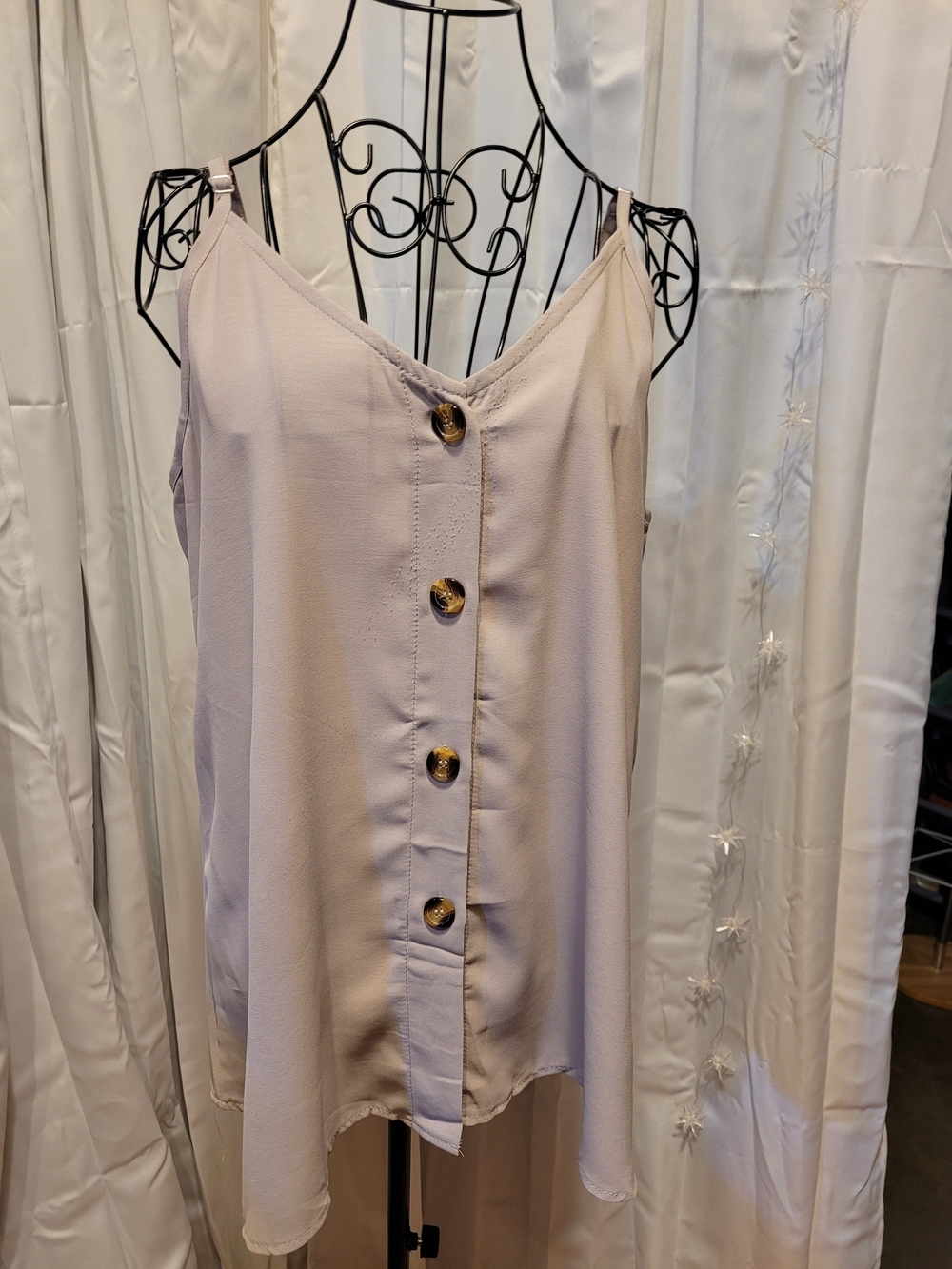 Maurices Neutral Beige Button-Front Cami Top